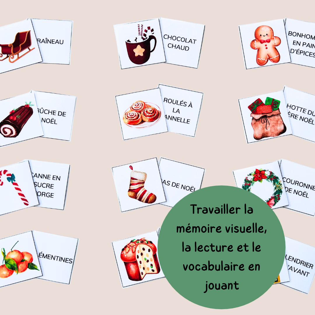 Memory de Noël – Jeu de lecture et vocabulaire - CP CE1