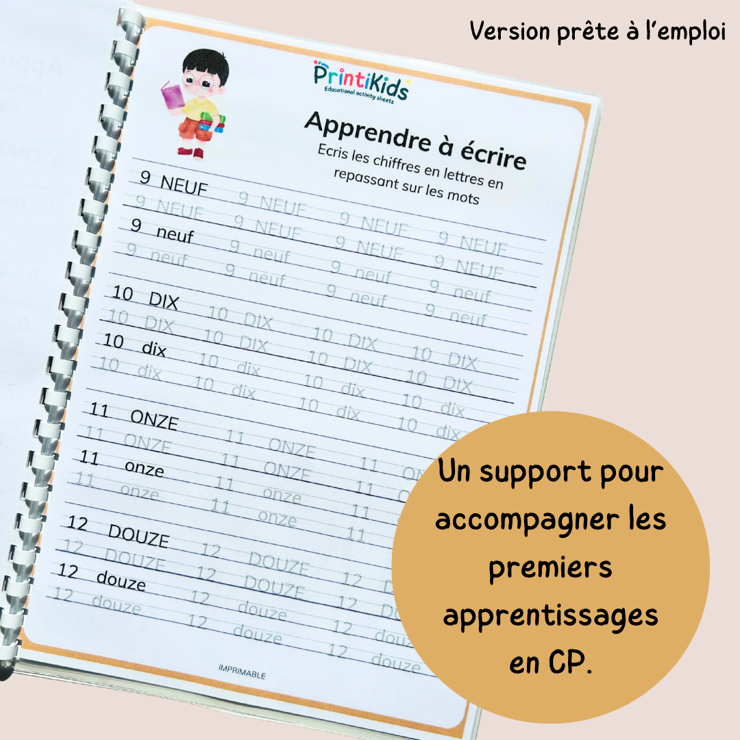 Fiches écriture - Nombres en lettres de 1 à 20 CP