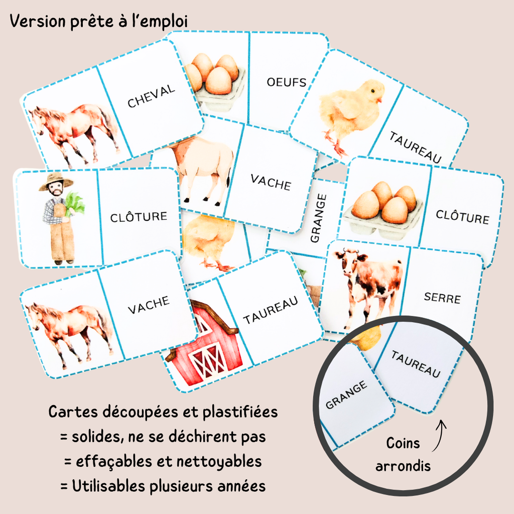 Domino de la ferme – Jeu de lecture et vocabulaire CP CE1