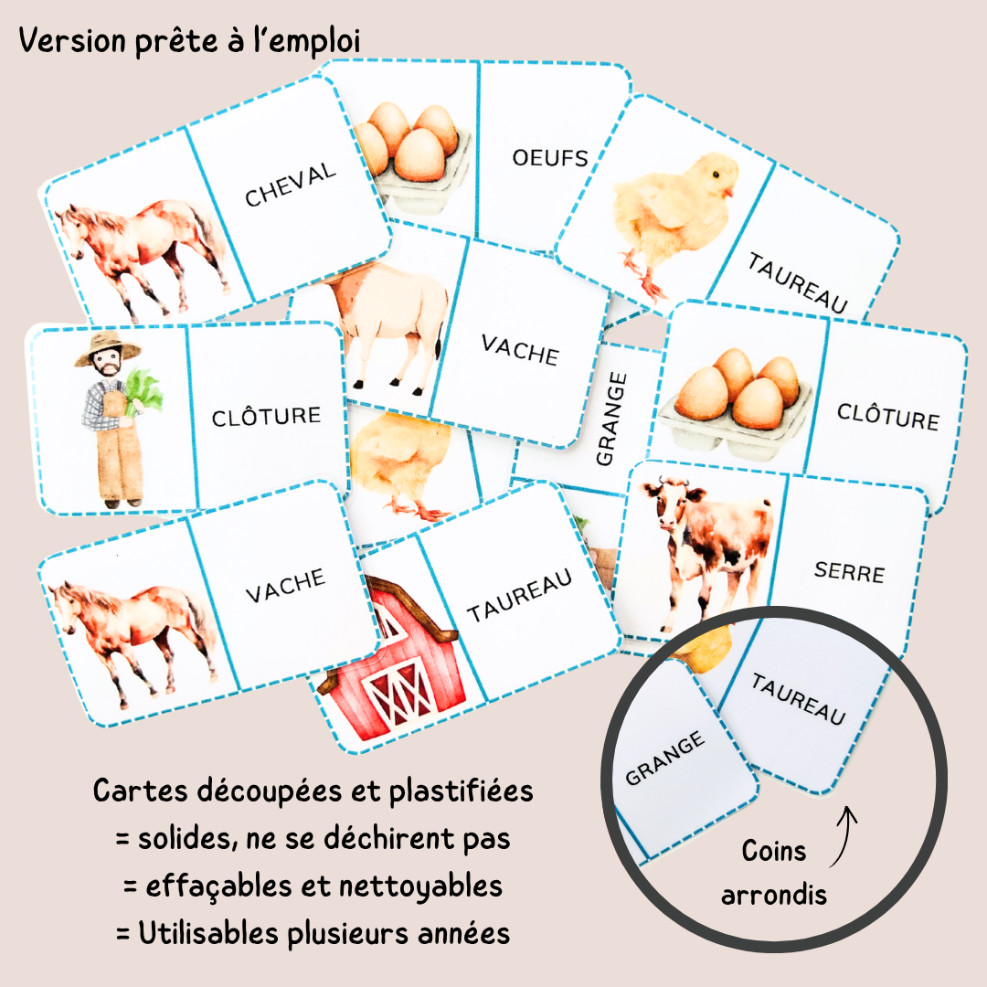 Domino de la ferme – Jeu de lecture et vocabulaire CP CE1