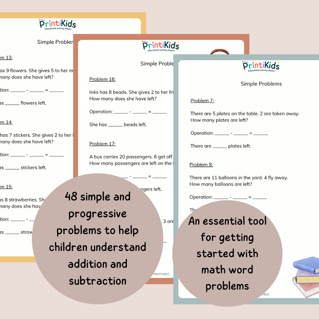 Addition and Subtraction Activities - Simple & Illustrated Math Problems - Grades 1-2
