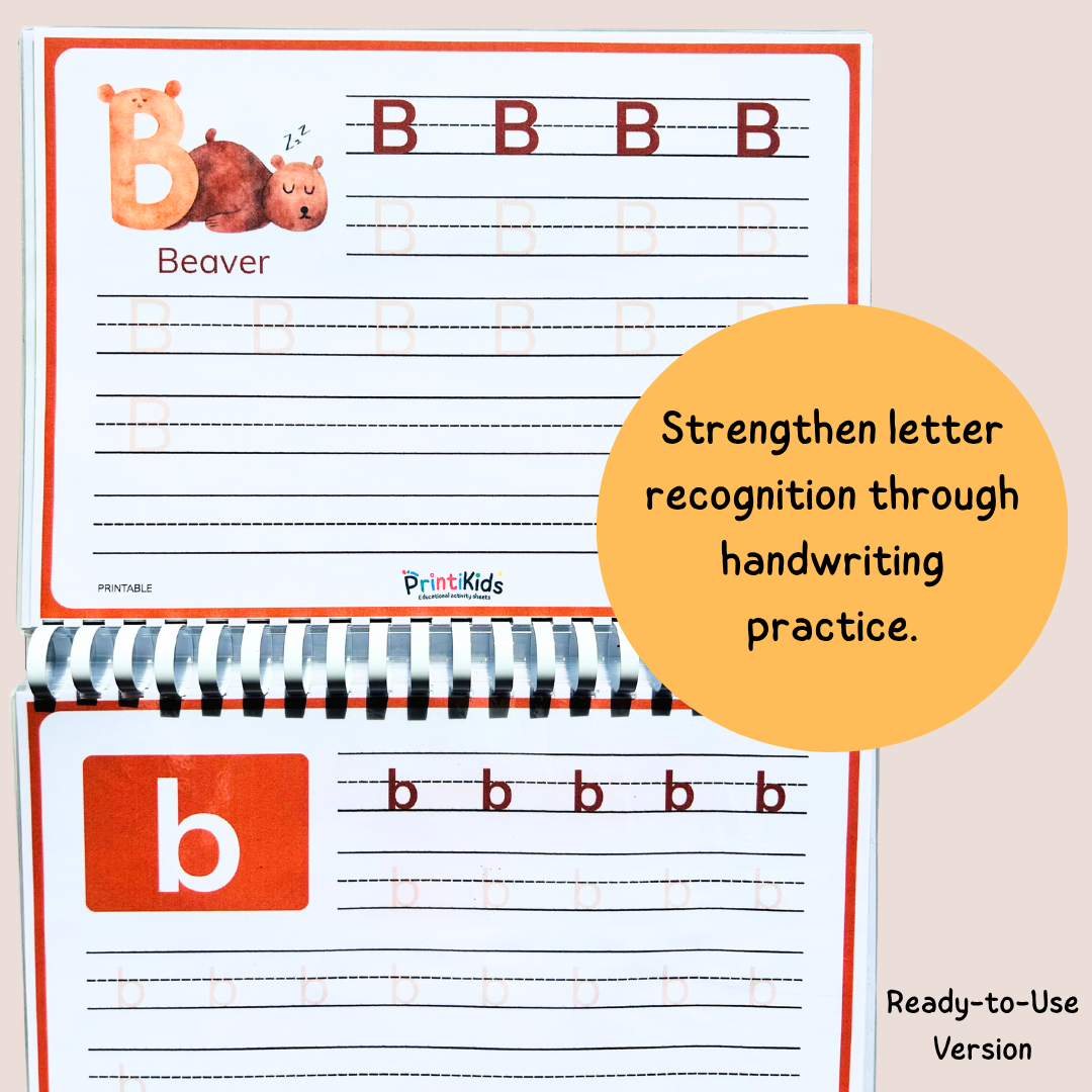 Animal Alphabet Handwriting Practice Worksheets A–Z Printable PDF – Pre-K Kindergarten Grade 1