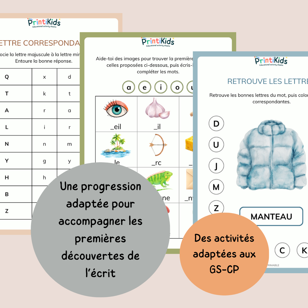 Activités alphabet – 20 fiches lettres de l’alphabet - GS - CP