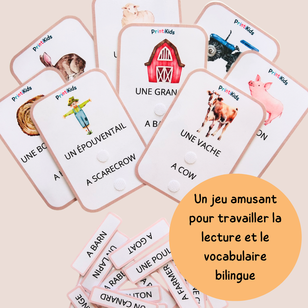 🇫🇷🇬🇧 Cartes de vocabulaire bilingues français anglais – La ferme – GS CP CE1