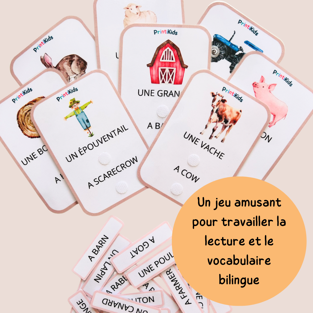 🇫🇷🇬🇧 Cartes de vocabulaire bilingues français anglais – La ferme – GS CP CE1