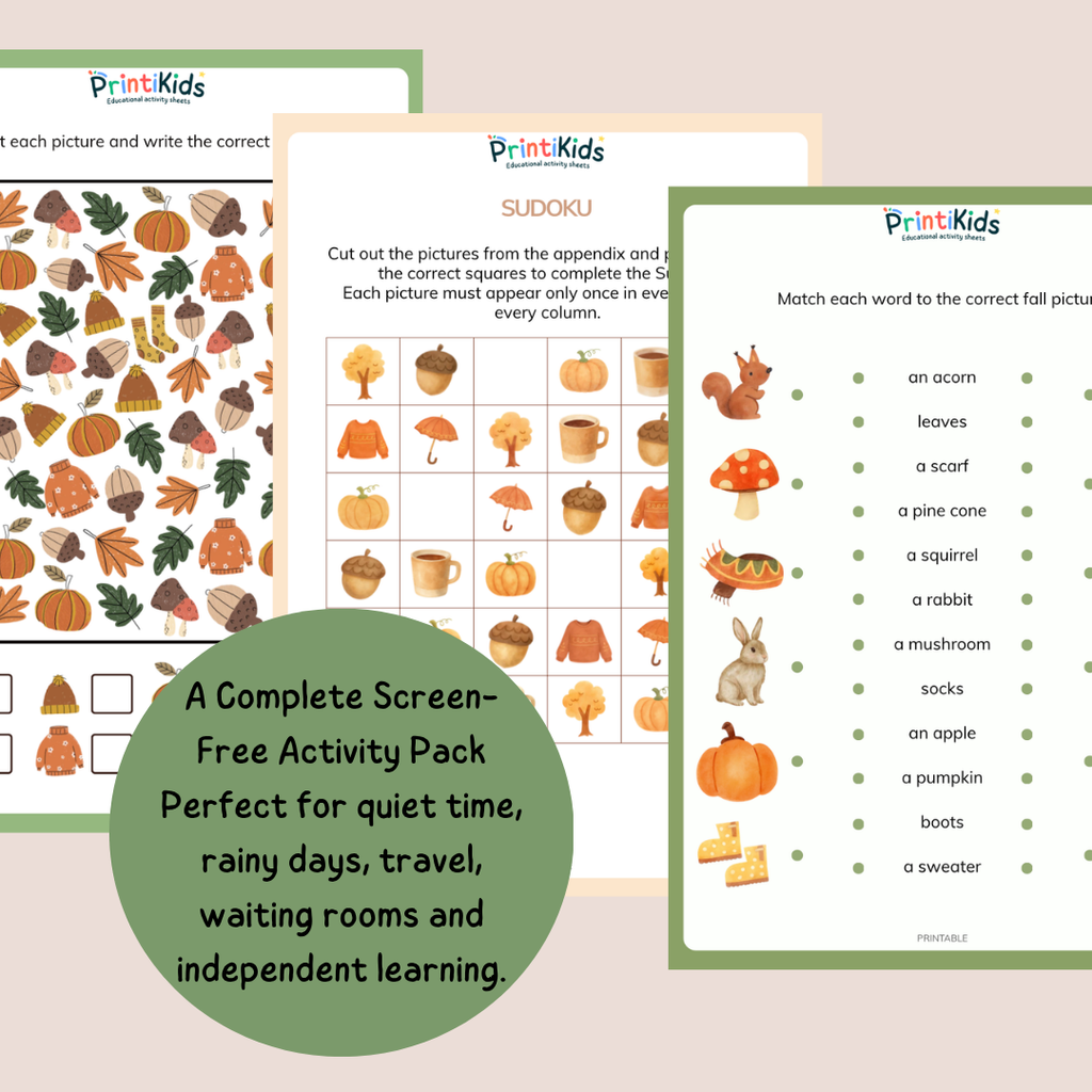 Complete Fall Activity Pack – 35 Printable Worksheets & Games – Grade 1–2