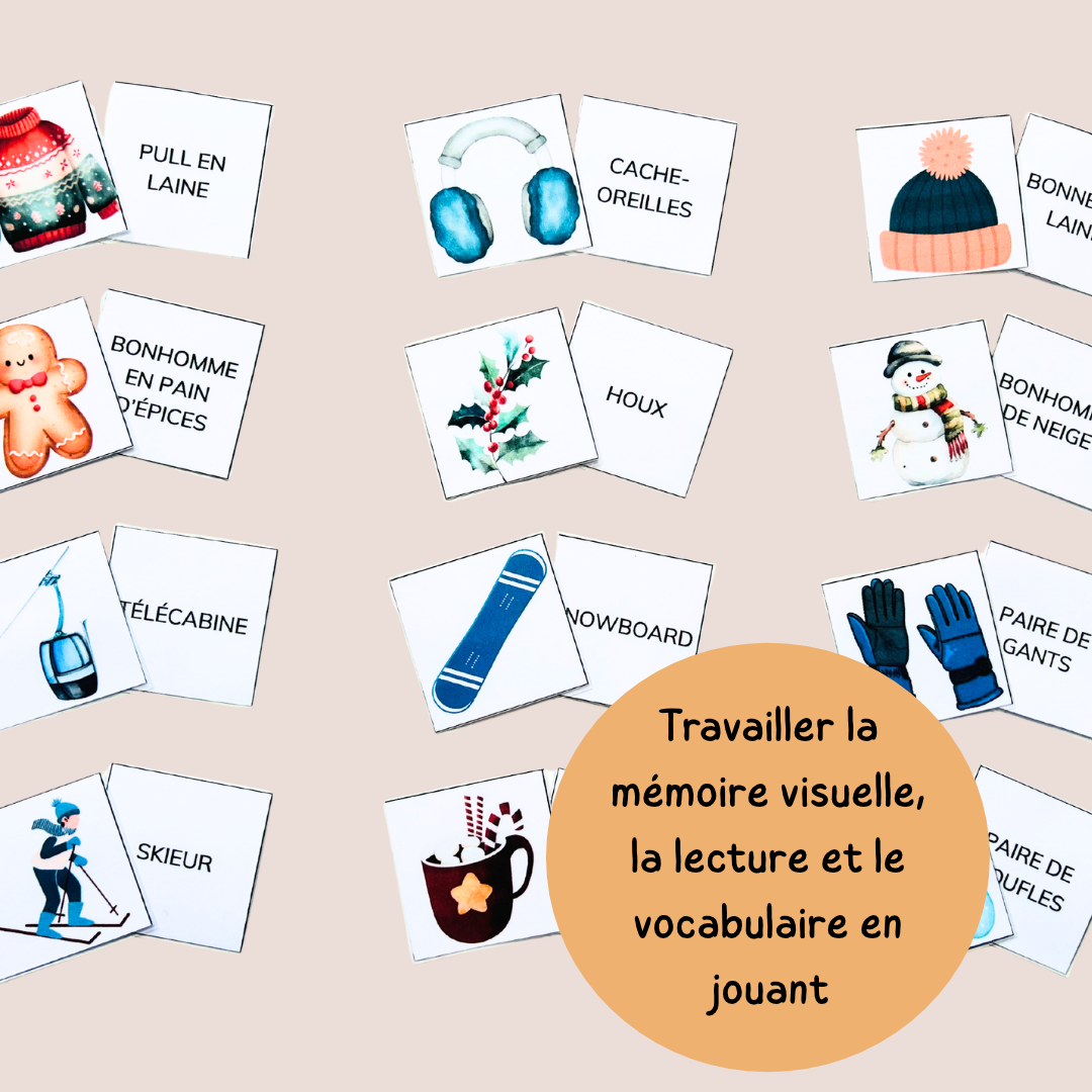 Memory de l’hiver – Jeu de lecture et vocabulaire - CP CE1