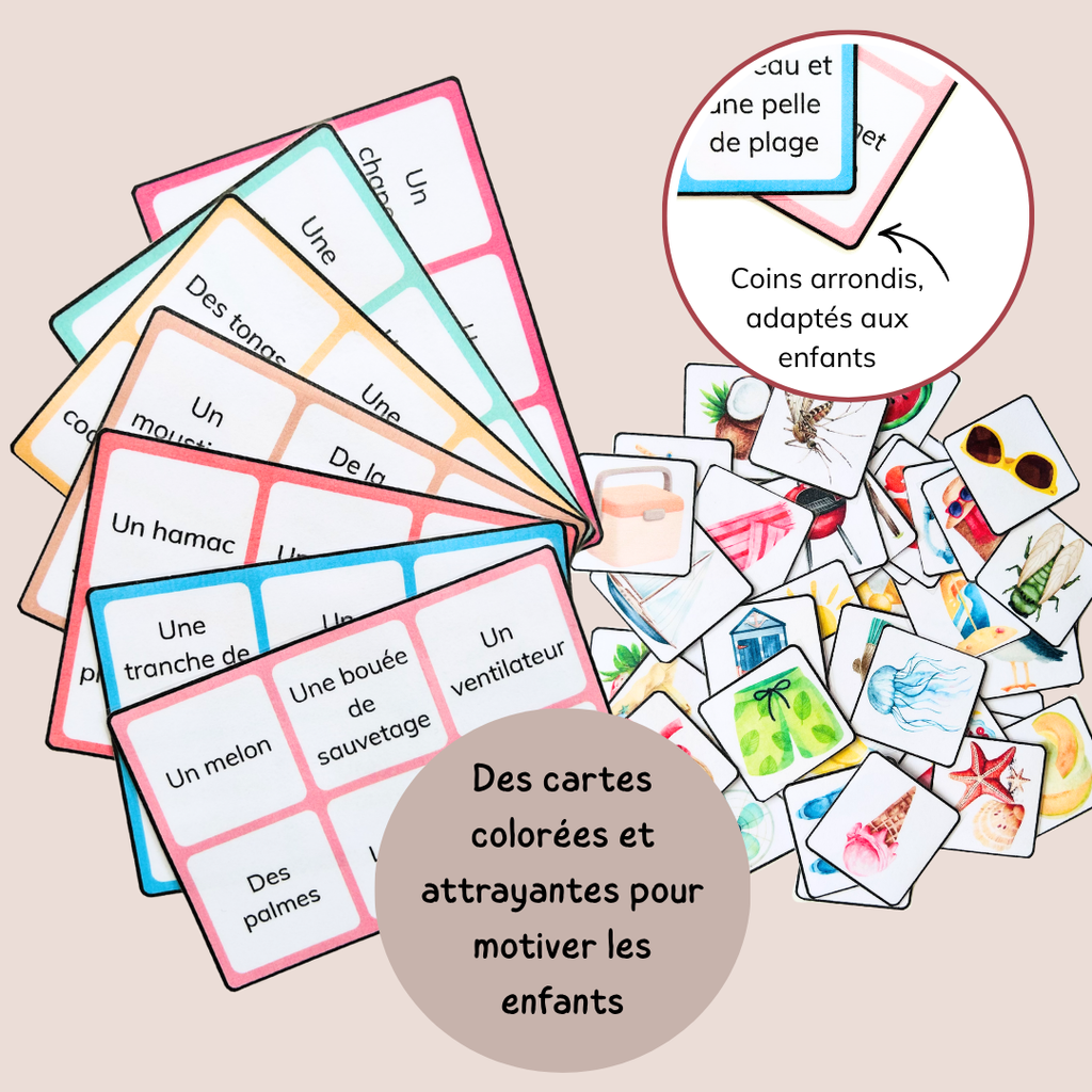 Loto des mots de l’été – Lecture et vocabulaire à imprimer CP CE1