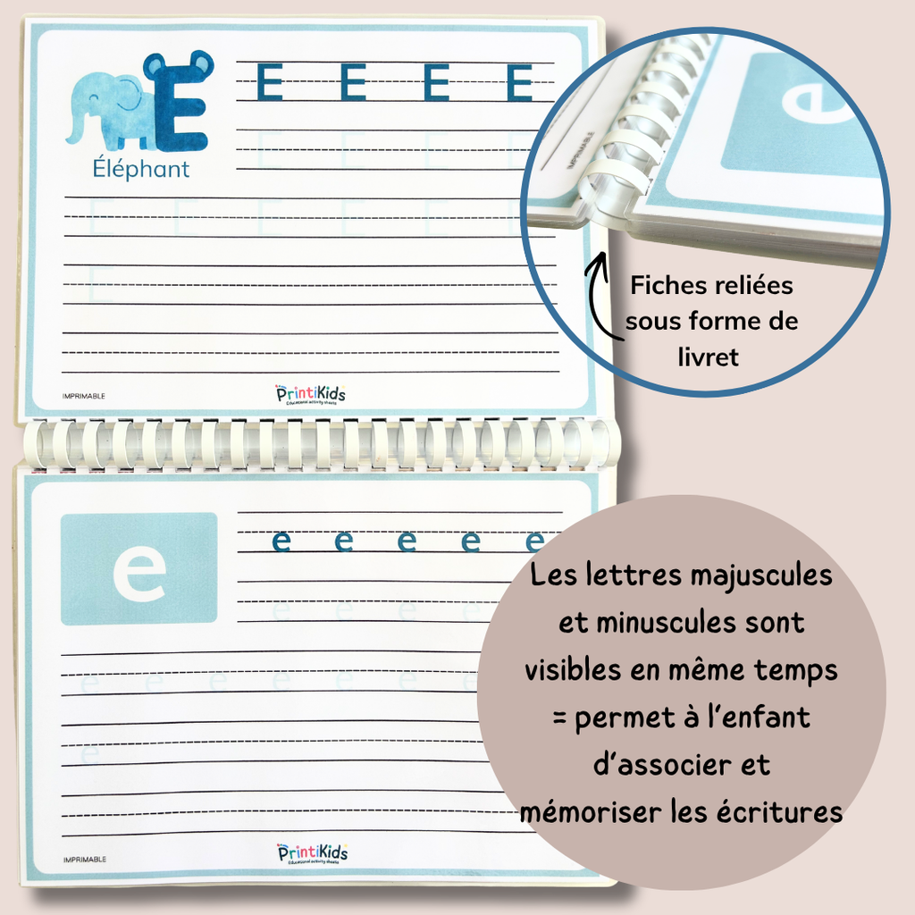 Fiche écriture alphabet CP GS animaux majuscules minuscules