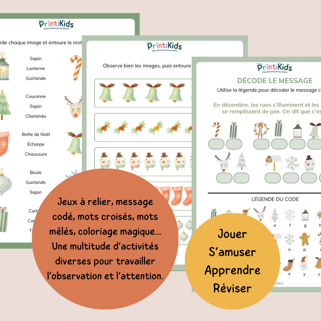 Maxi Pack d’activités de Noël – 35 pages de jeux et exercices - CP CE1