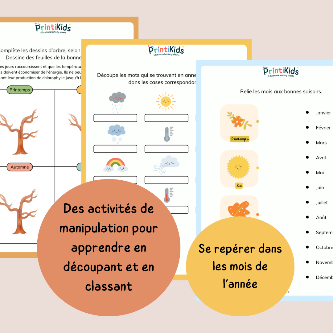 Pack d’activités les saisons – 20 fiches pédagogiques - CP CE1