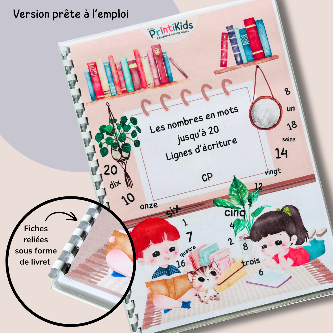 Fiches écriture - Nombres en lettres de 1 à 20 CP