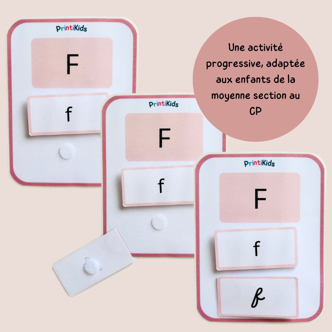 Activité d’association des lettres majuscules, minuscules et cursives pour enfants – GS CP