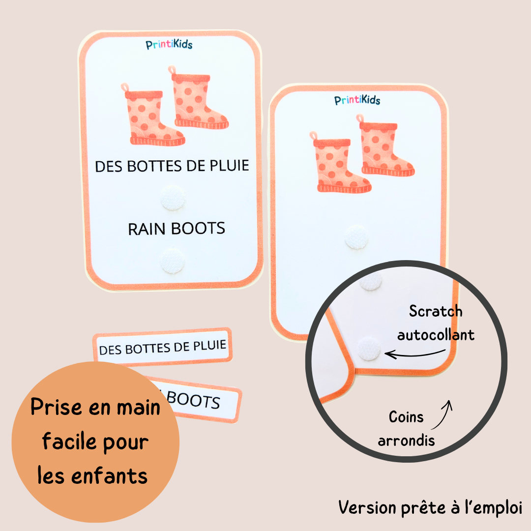 🇫🇷🇬🇧 Cartes de vocabulaire bilingues français anglais - Les vêtements d’automne – GS CP CE1