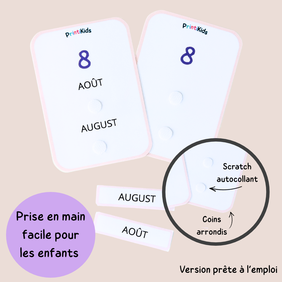 🇫🇷🇬🇧 Les mois de l’année bilingues français anglais – jeu éducatif de manipulation - GS CP CE1