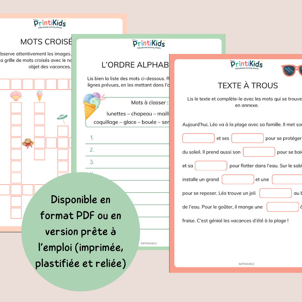 Pack d'activités été – 20 activités ludiques pour réviser en s'amusant - CP CE1