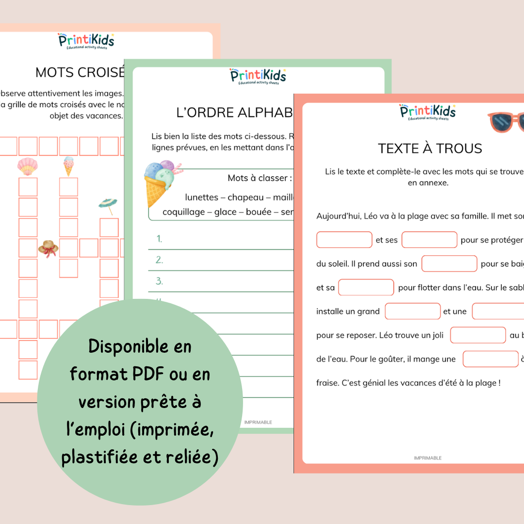 Pack d'activités été – 20 activités ludiques pour réviser en s'amusant - CP CE1