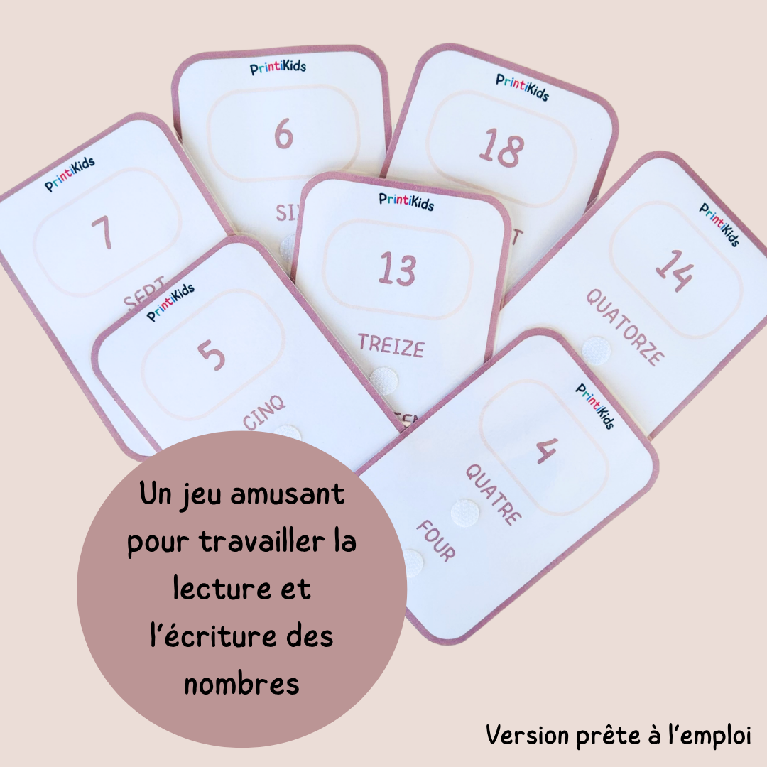 🇫🇷🇬🇧 Cartes nombres bilingues français anglais à manipuler (1 à 20) – CP CE1 CE2