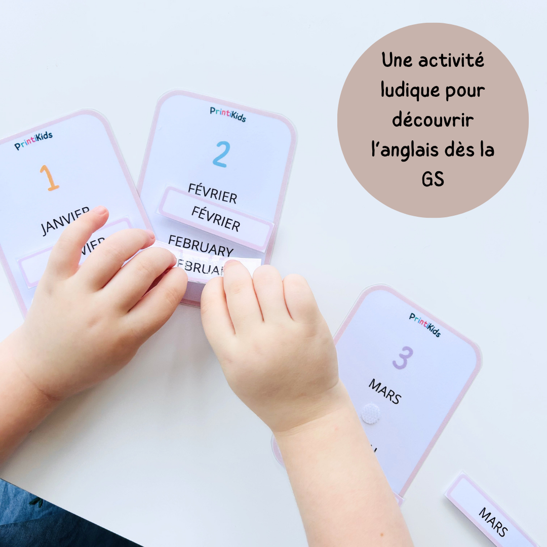 🇫🇷🇬🇧 Les mois de l’année bilingues français anglais – jeu éducatif de manipulation - GS CP CE1
