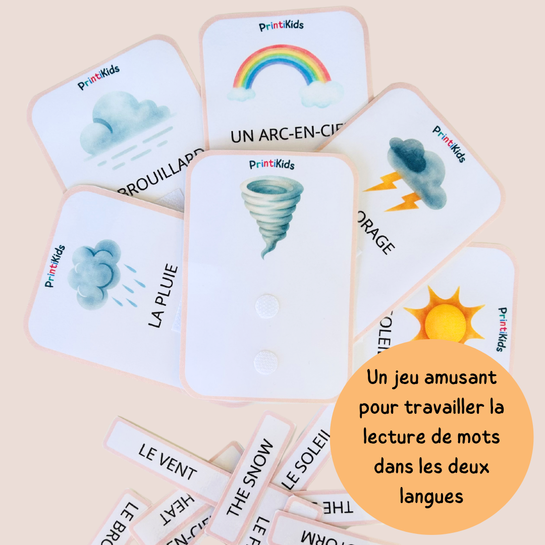 🇫🇷🇬🇧 Cartes météo bilingues français anglais – activité de manipulation - GS CP