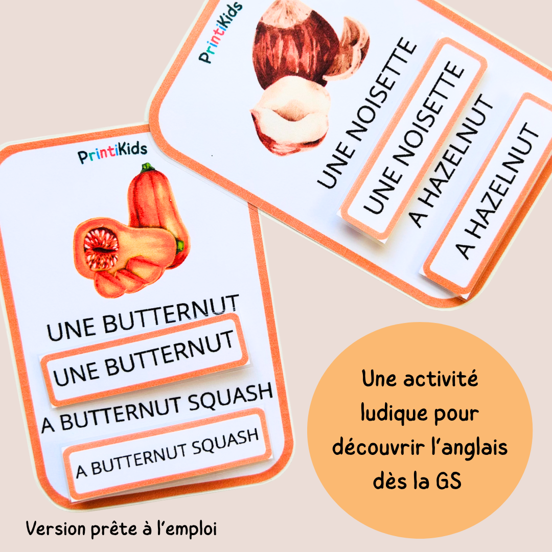 🇫🇷🇬🇧 Cartes de vocabulaire bilingues français anglais – Automne – GS CP CE1