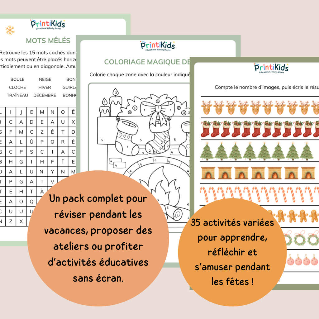 Maxi Pack d’activités de Noël – 35 pages de jeux et exercices - CP CE1