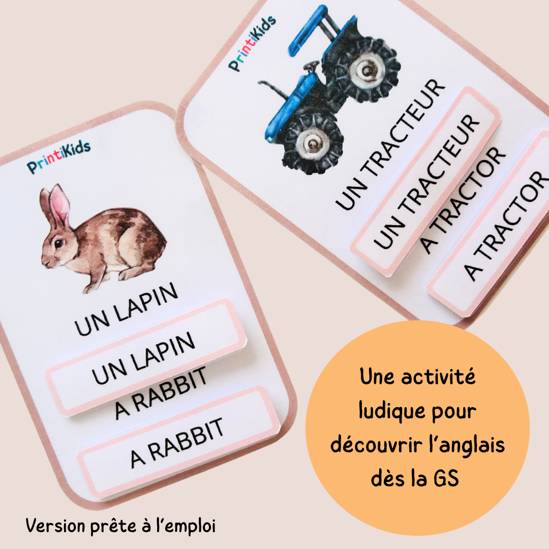 🇫🇷🇬🇧 Cartes de vocabulaire bilingues français anglais – La ferme – GS CP CE1