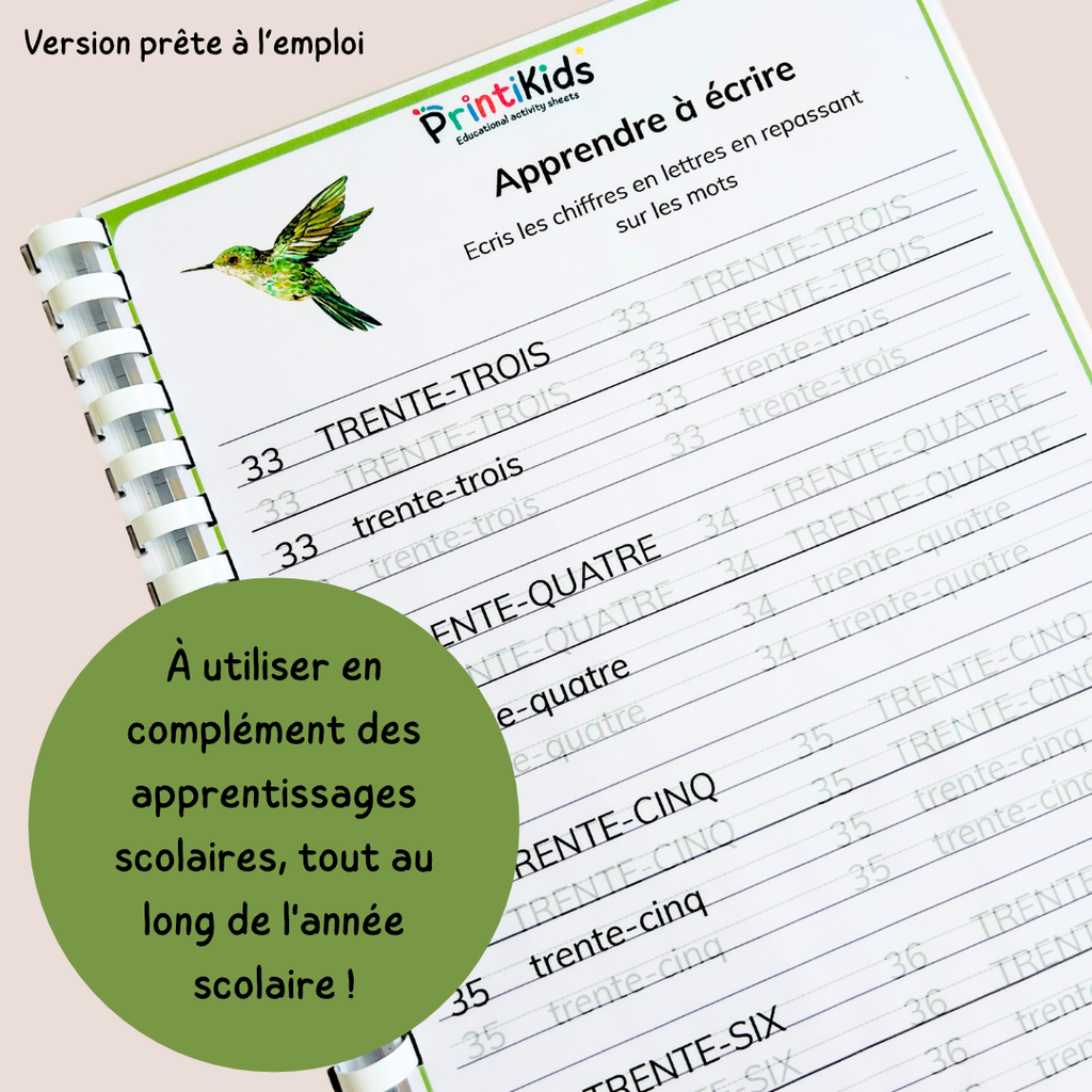 Fiche écriture - Nombres en lettres jusqu'à 100 CP CE1 CE2