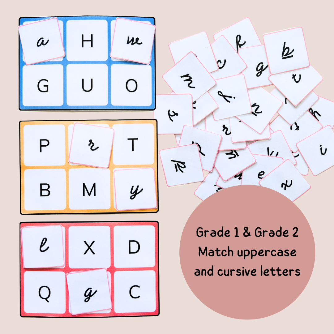 Alphabet Bingo – Match Uppercase, Lowercase & Cursive Letters – Pre-K Kindergarten Grade 1 Grade 2