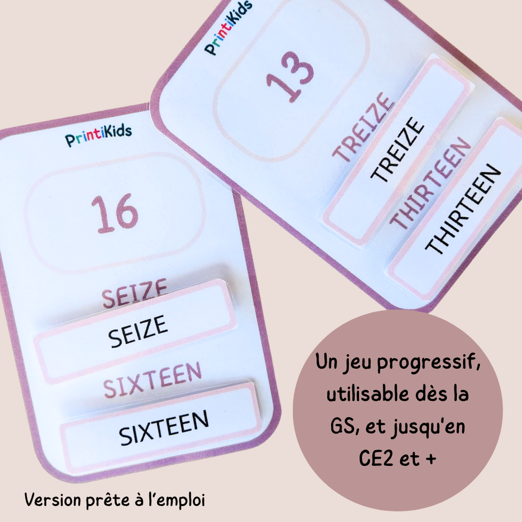 🇫🇷🇬🇧 Cartes nombres bilingues français anglais à manipuler (1 à 20) – CP CE1 CE2