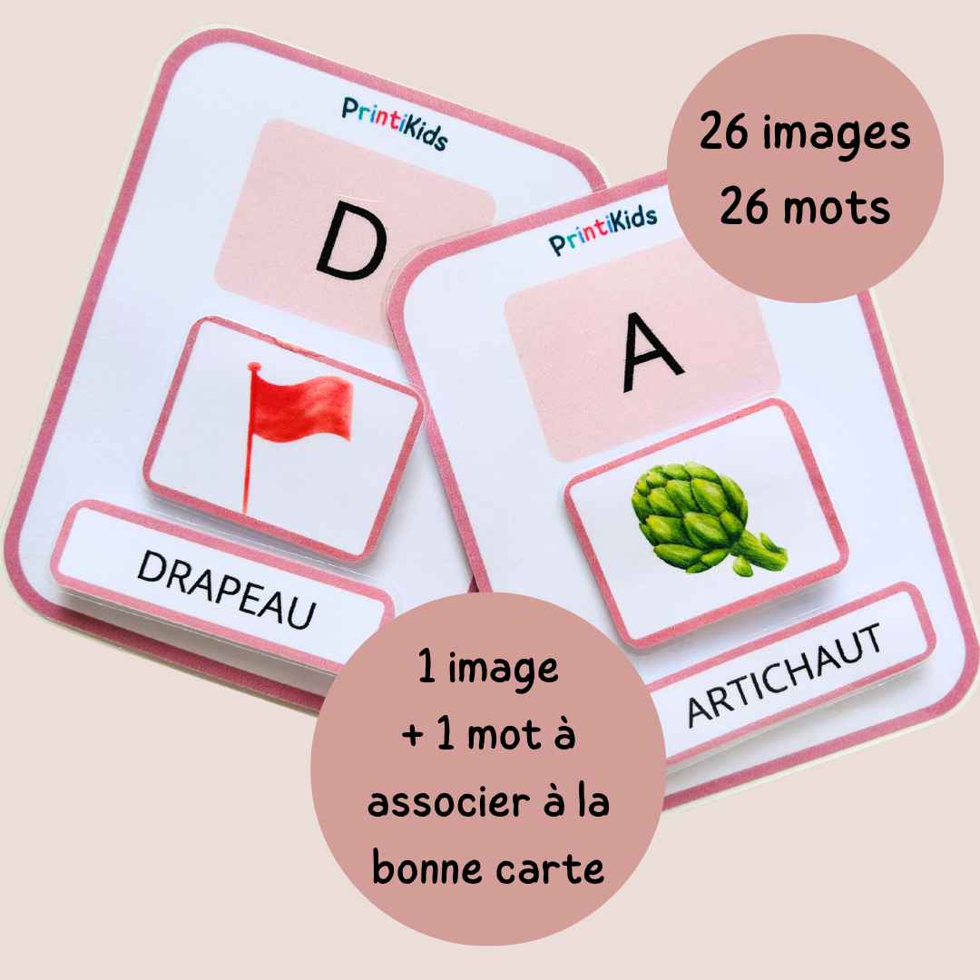 Jeu d’association alphabet – Lettres, images et premiers mots - MS-GS-CP