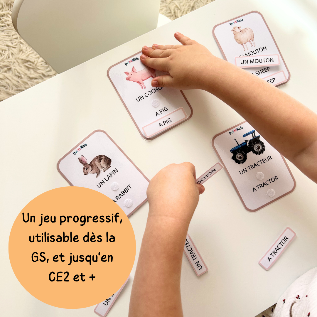 🇫🇷🇬🇧 Cartes de vocabulaire bilingues français anglais – La ferme – GS CP CE1