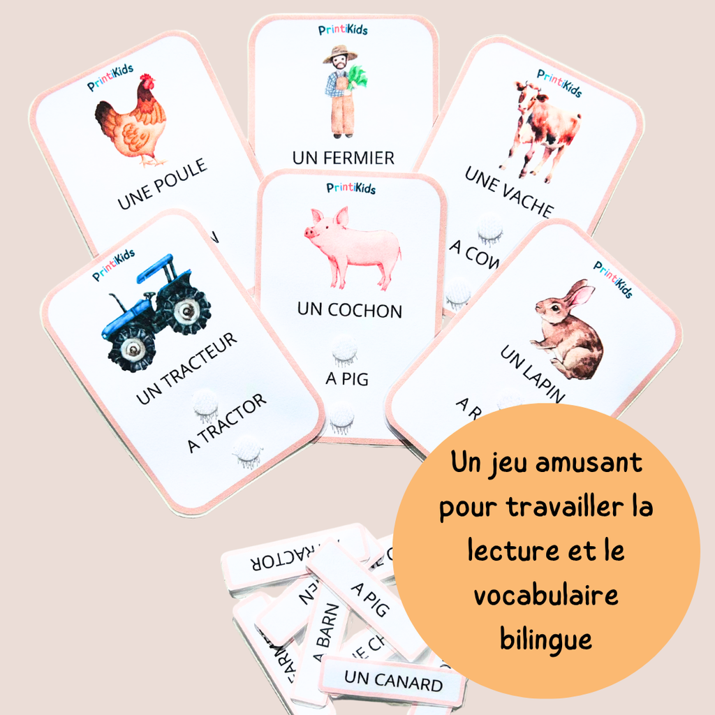 🇫🇷🇬🇧 Cartes de vocabulaire bilingues français anglais – La ferme – GS CP CE1