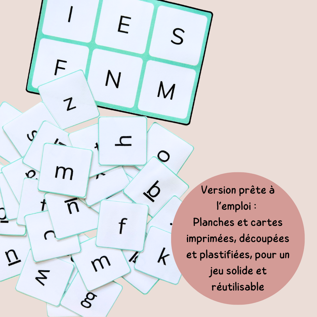 Loto des lettres à manipuler – Associer majuscules, minuscules et cursives – MS GS CP CE1