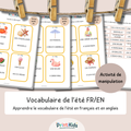 🇫🇷🇬🇧 Cartes de vocabulaire bilingues français anglais – L'été – GS CP CE1
