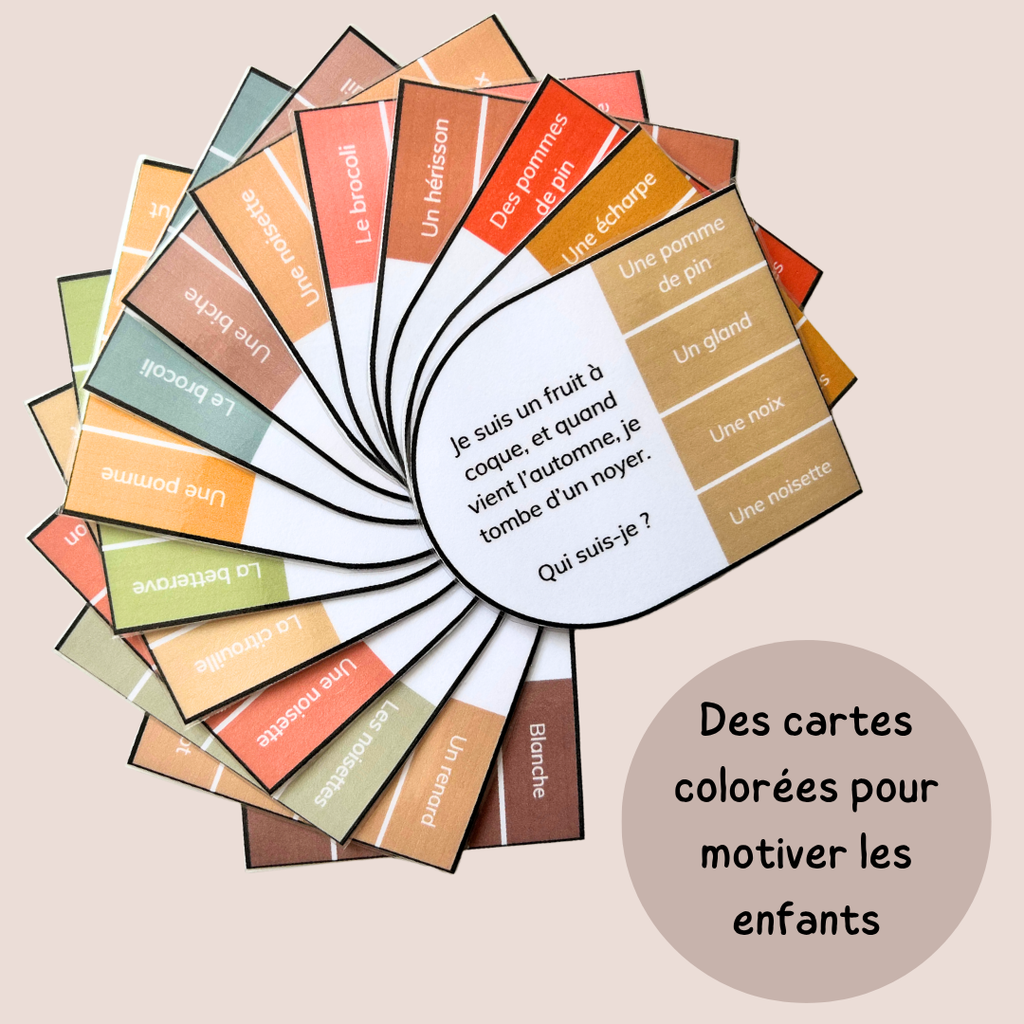 Cartes à pinces automne – Jeu de lecture et compréhension CP CE1 CE2