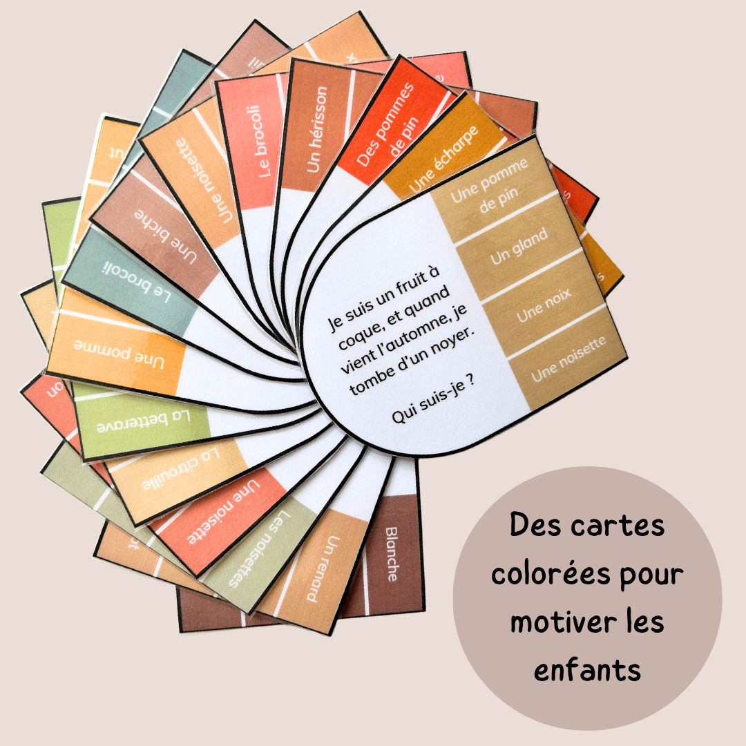 Cartes à pinces automne – Jeu de lecture et compréhension CP CE1 CE2