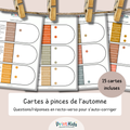 Cartes à pinces automne – Jeu de lecture et compréhension CP CE1 CE2