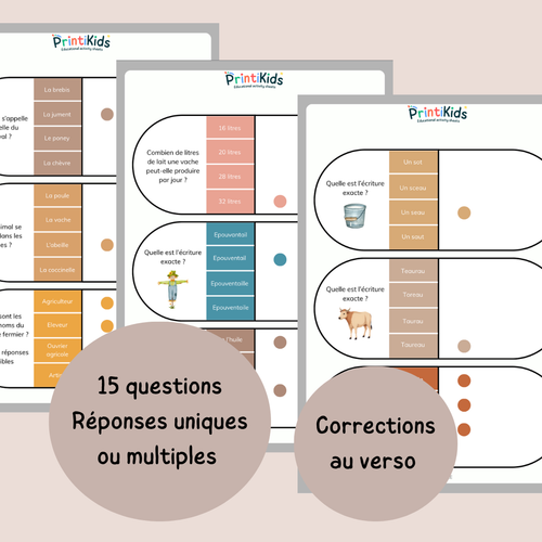 Cartes à pinces ferme – Lecture compréhension CP CE1