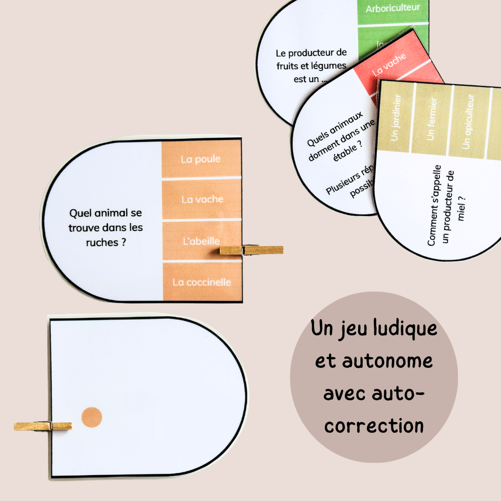 Cartes à pinces de la ferme – Lecture et compréhension - CP CE1