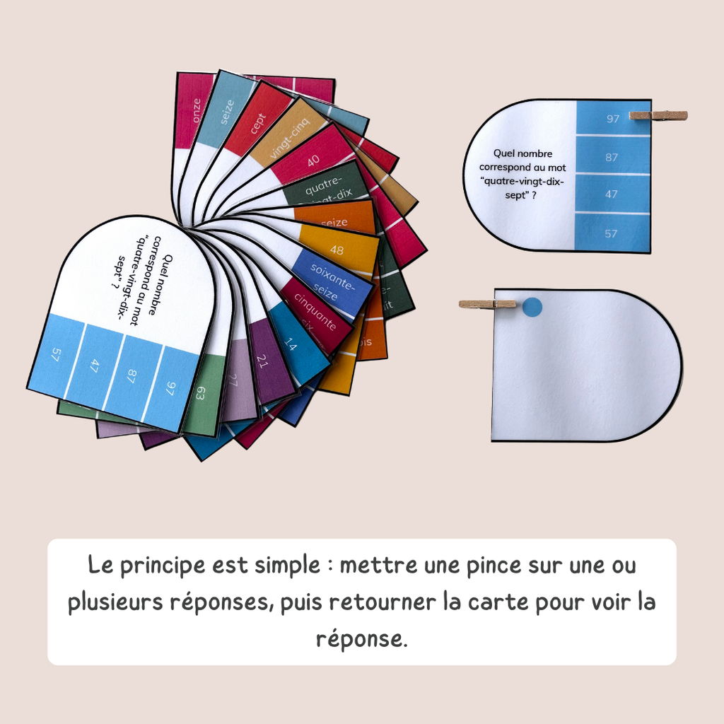 Cartes à pinces des nombres en lettres jusqu'à 100 - CP - CE1