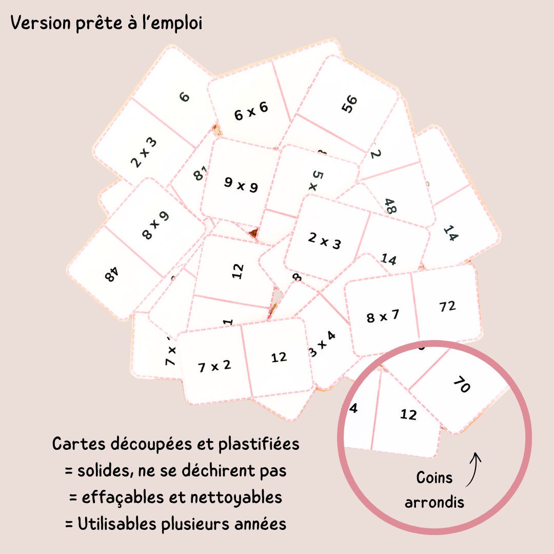 Domino des multiplications – Jeu des tables CE1 CE2