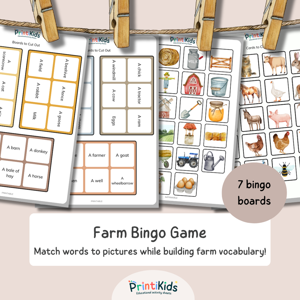 Farm Bingo – Printable Reading & Vocabulary Game - Grade 1–2
