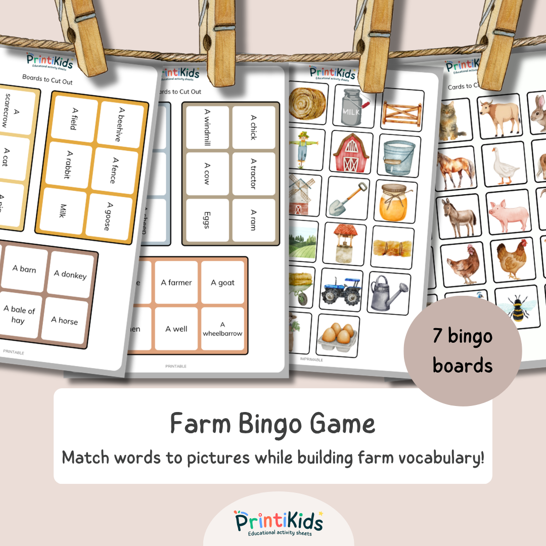 Farm Bingo – Printable Reading & Vocabulary Game - Grade 1–2