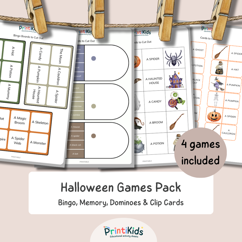 Halloween Games Pack – 4 Reading & Vocabulary Games – Grade 1–3