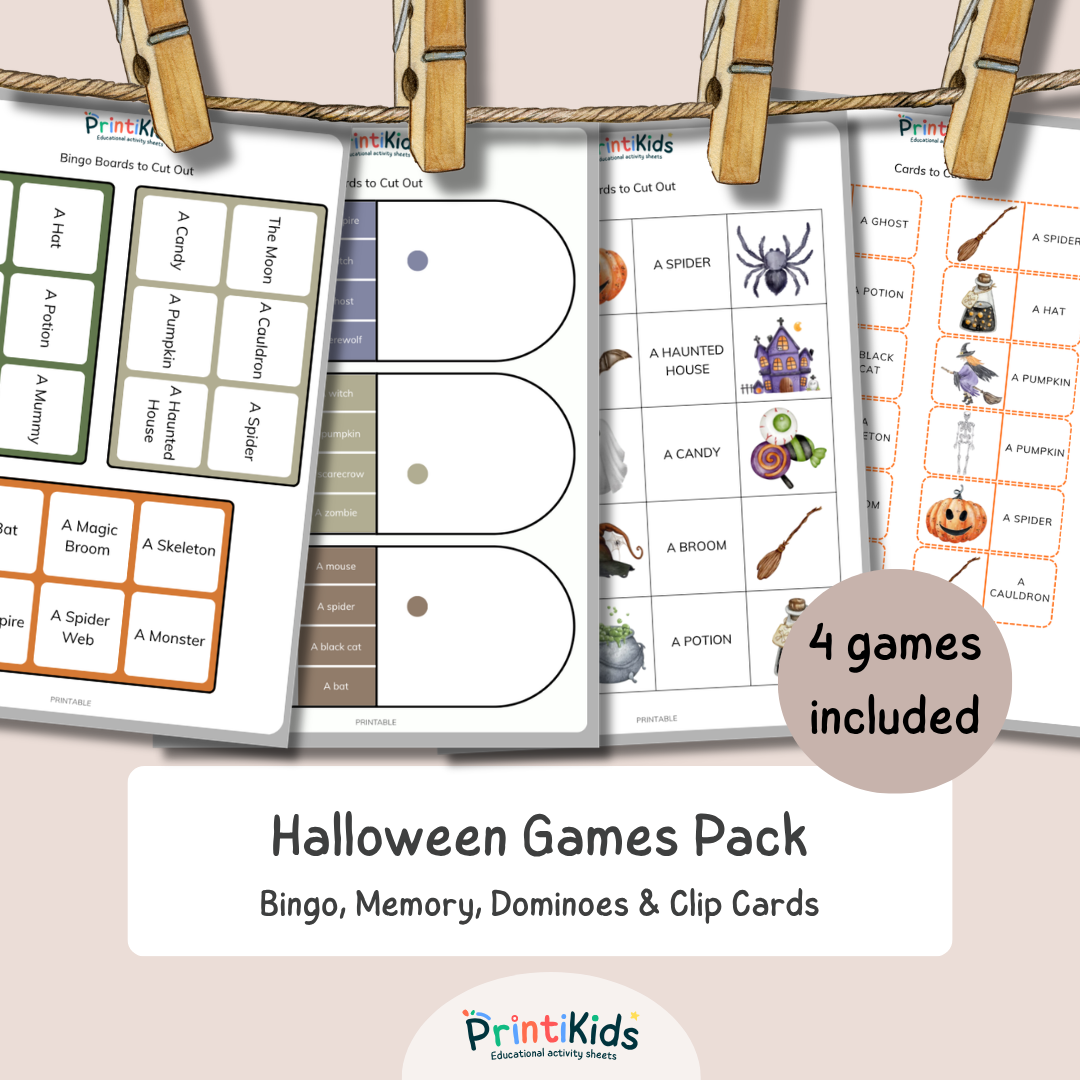 Halloween Games Pack – 4 Reading & Vocabulary Games – Grade 1–3