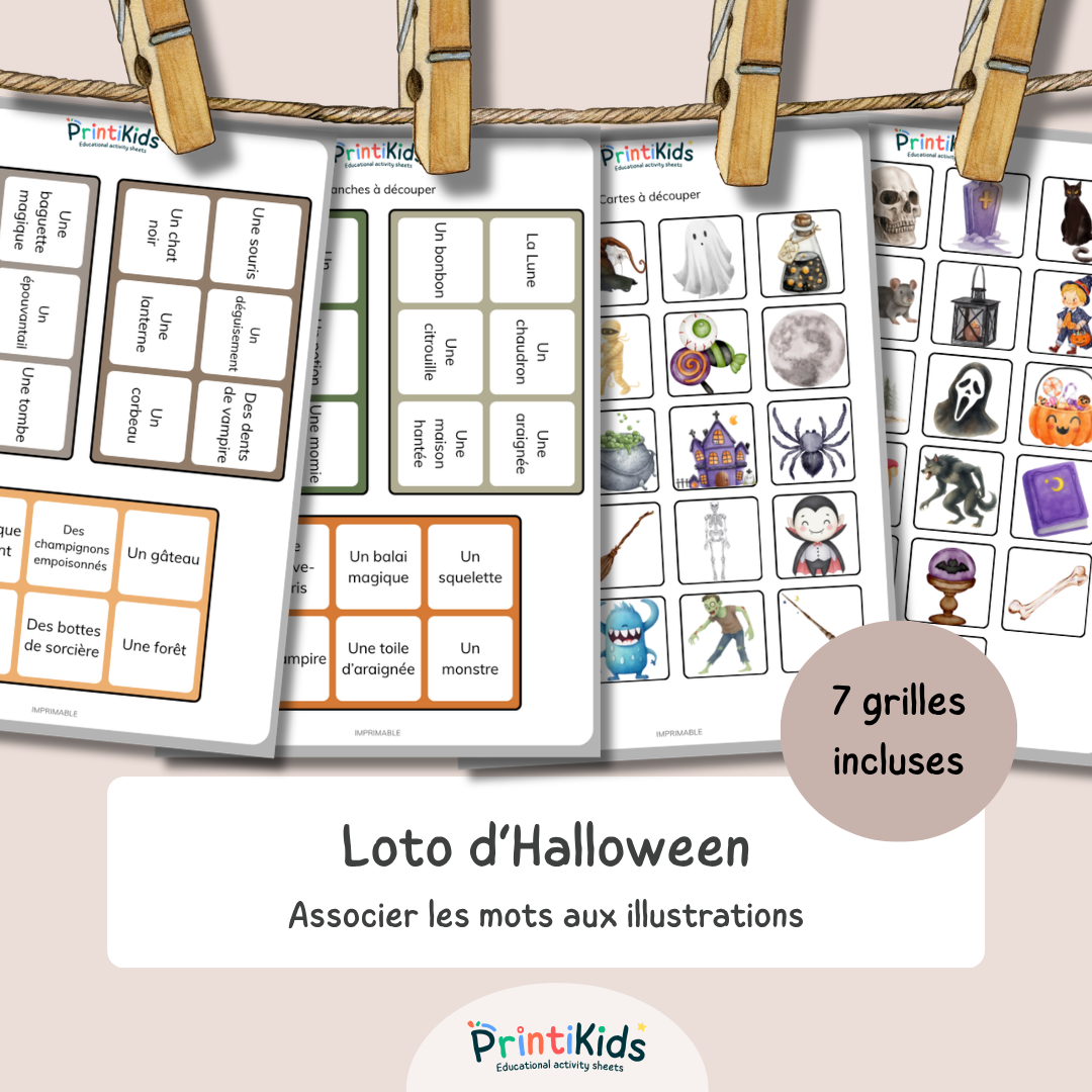 Loto Halloween – Jeu de lecture et vocabulaire CP CE1