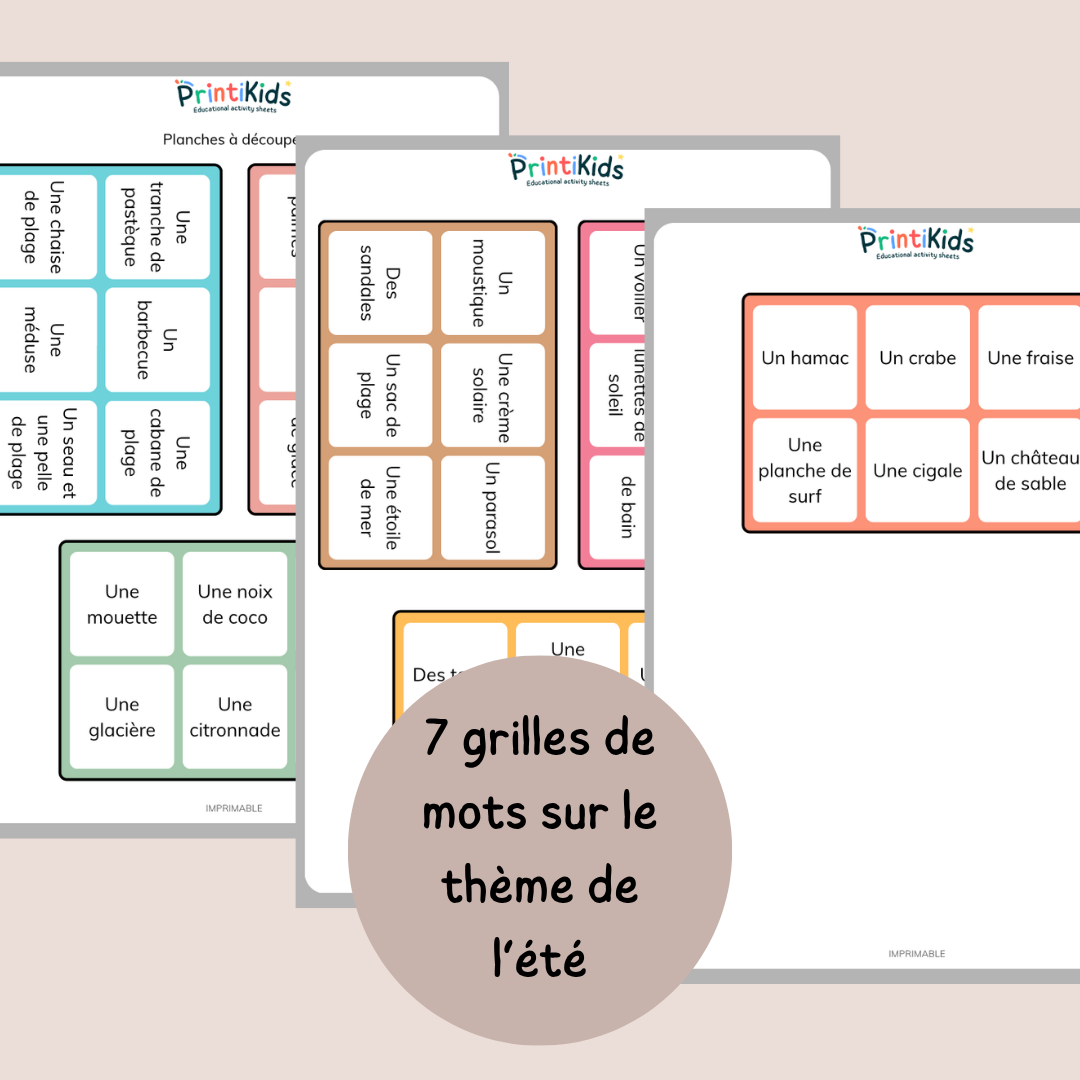 Loto de l’été – Lecture et vocabulaire à imprimer CP CE1