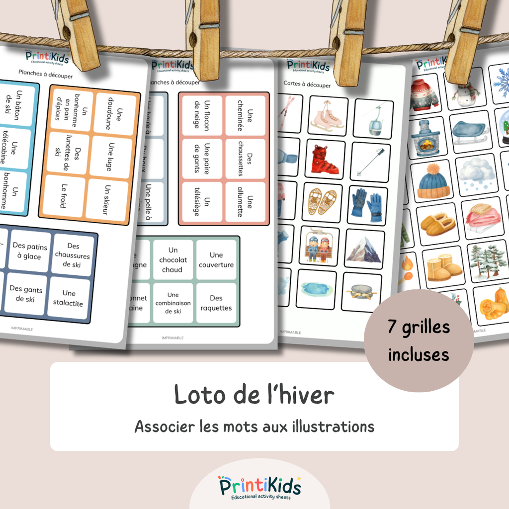 Loto de l’hiver – Jeu de lecture et vocabulaire CP CE1