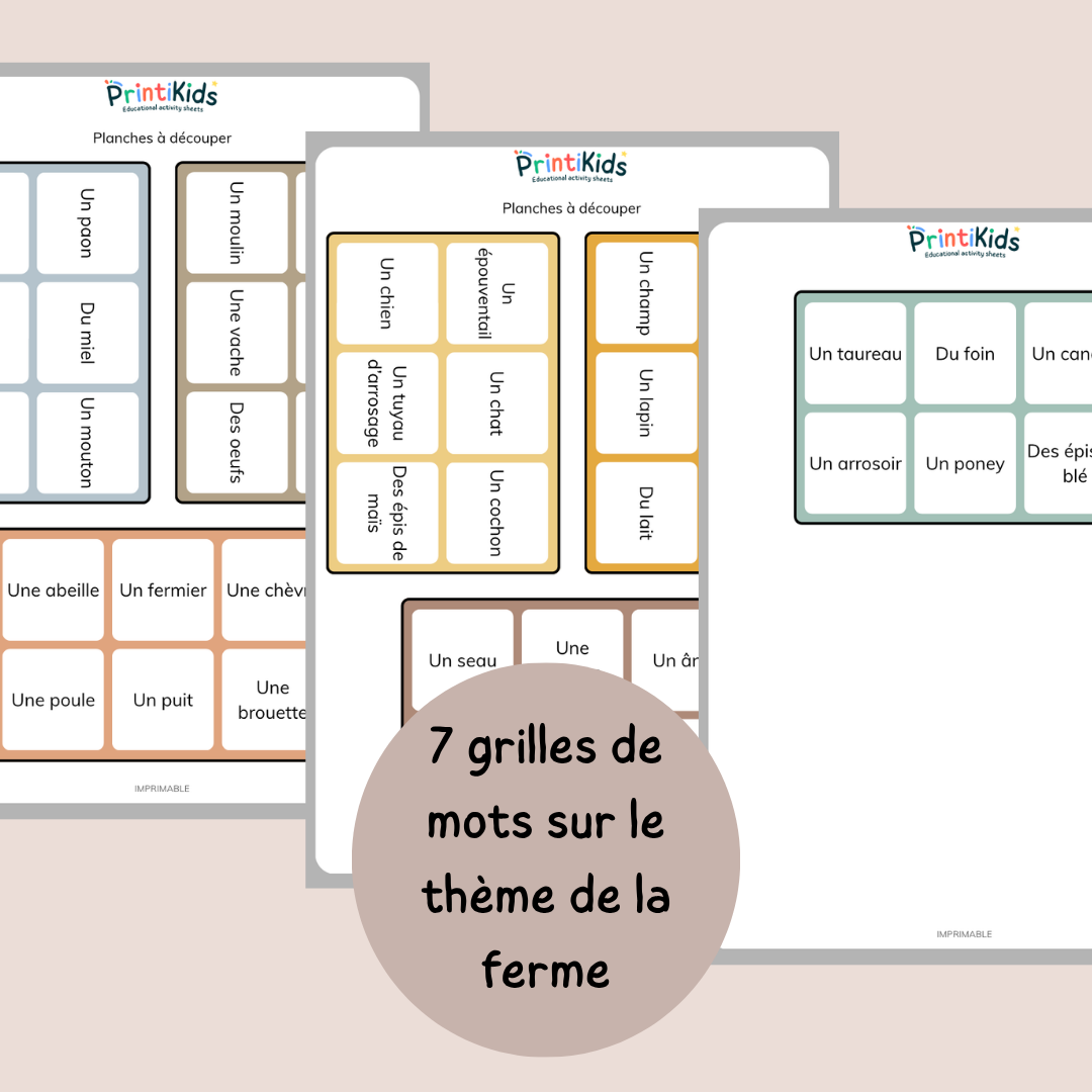 Loto de la ferme – Jeu de lecture et vocabulaire CP CE1